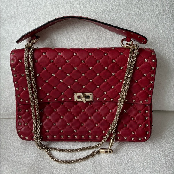 Valentino Garavani Handbags - Red Quilted Studded Valentino Garavani Handbag